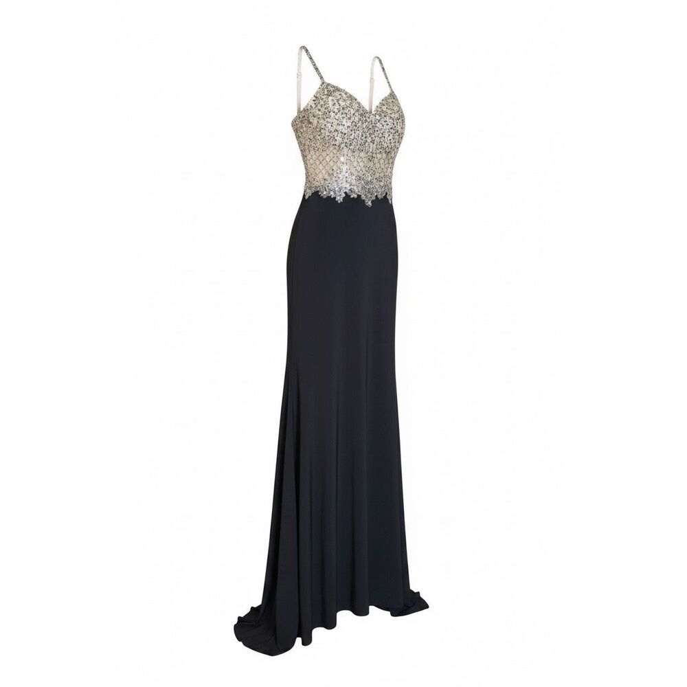 NWOT Beaded Corset Evening Gown Style 97143 Black Charcoal Size 6 Prom Gala Form